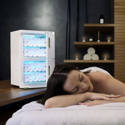 46L Hot UV Sterilizer Towel Warmer Cabinet Heated Nail Salon Spa Facial Dual 4 Rack