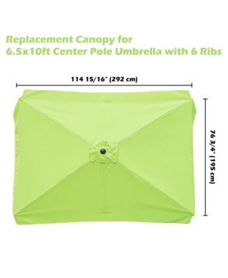 Rectangle Replacement Patio Umbrella Canopy Parasol Top Cover for 6 Ribs 6.5x10ft Umbrella