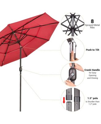 3 Tier Patio Umbrella with Crank Handle Push to Tilt Home Garden