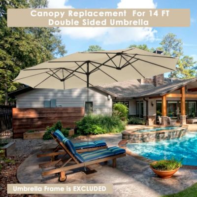 14 Ft Replacement Canopy for 12 Rib Double Sided Patio Umbrella Market Table Top Outdoor Backyard Pool Restaurant
