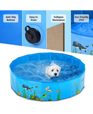 Foldable Pet Swimming Pool Anti-slip PVC Portable Bath Tub for Dog Cat Outdoor
