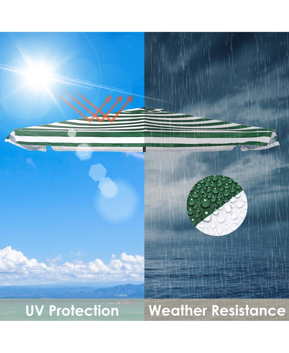 10x6.5 Ft Patio Umbrella Replacement Canopy Market Table Top Sunshade Cover Yard