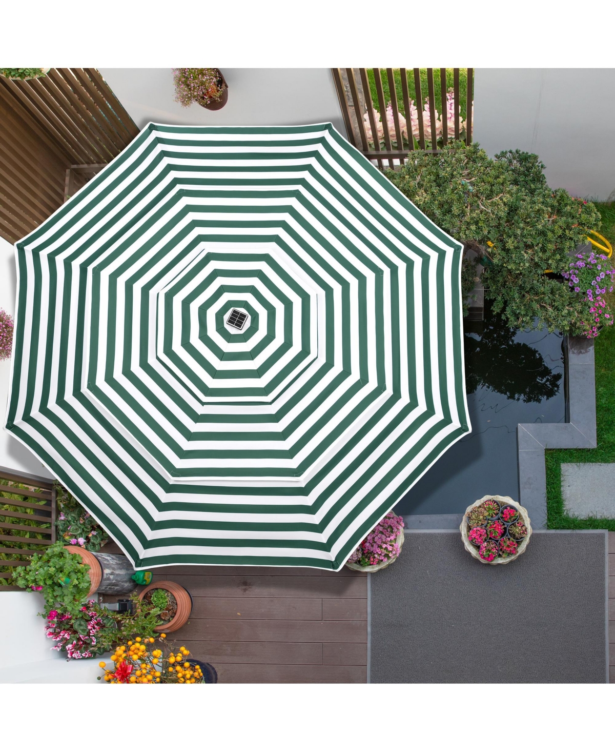 Yescom 3-Tier Patio Umbrella Replacement Canopy Market Table Top Market Pool - Deep green  white stripes