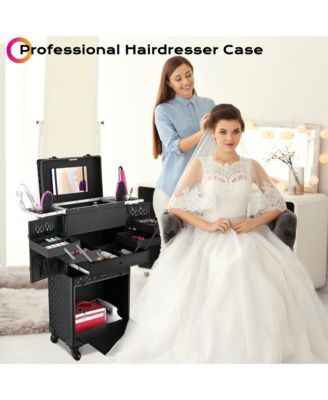 Rolling Makeup Case Trolley Cosmetic Organizer Hair Stylist Salon