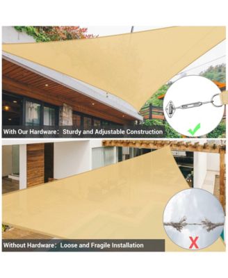 11 Ft Triangle Sun Shade Sail with Hardware Kit 97% UV Block Top Canopy Outdoor