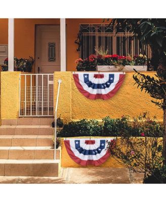 1.5x3 Ft USA Pleated Fan Flag Half Fan Banner American Bunting Decoration 2 Pack
