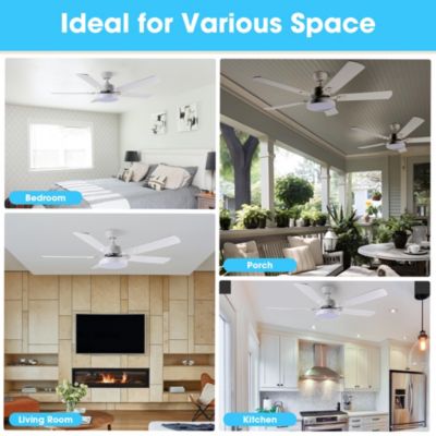52" Ceiling Fan with Light & Remote 6 Speed Chandelier Lamp Reversible Indoor