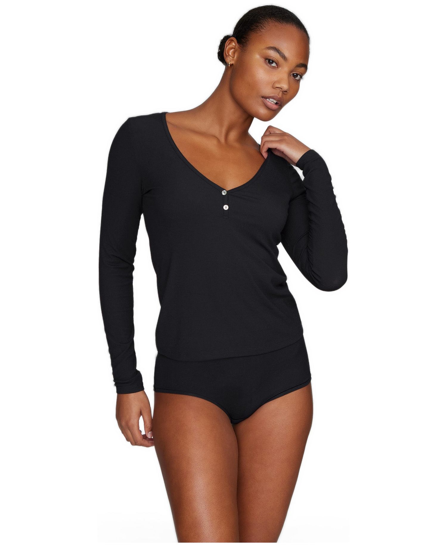 Women's The Button Long Sleeve - Modal Silk Rib