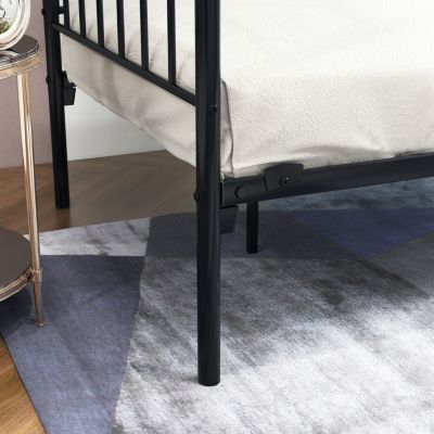 Metal Daybed Frame Multifunctional Mattress Foundation/Bed Sofa With Headboard, Twin, Black