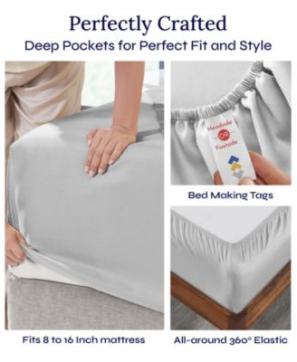 Soft Cotton Sheet Set - 400 Thread Count 100% Cotton Sateen - Queen