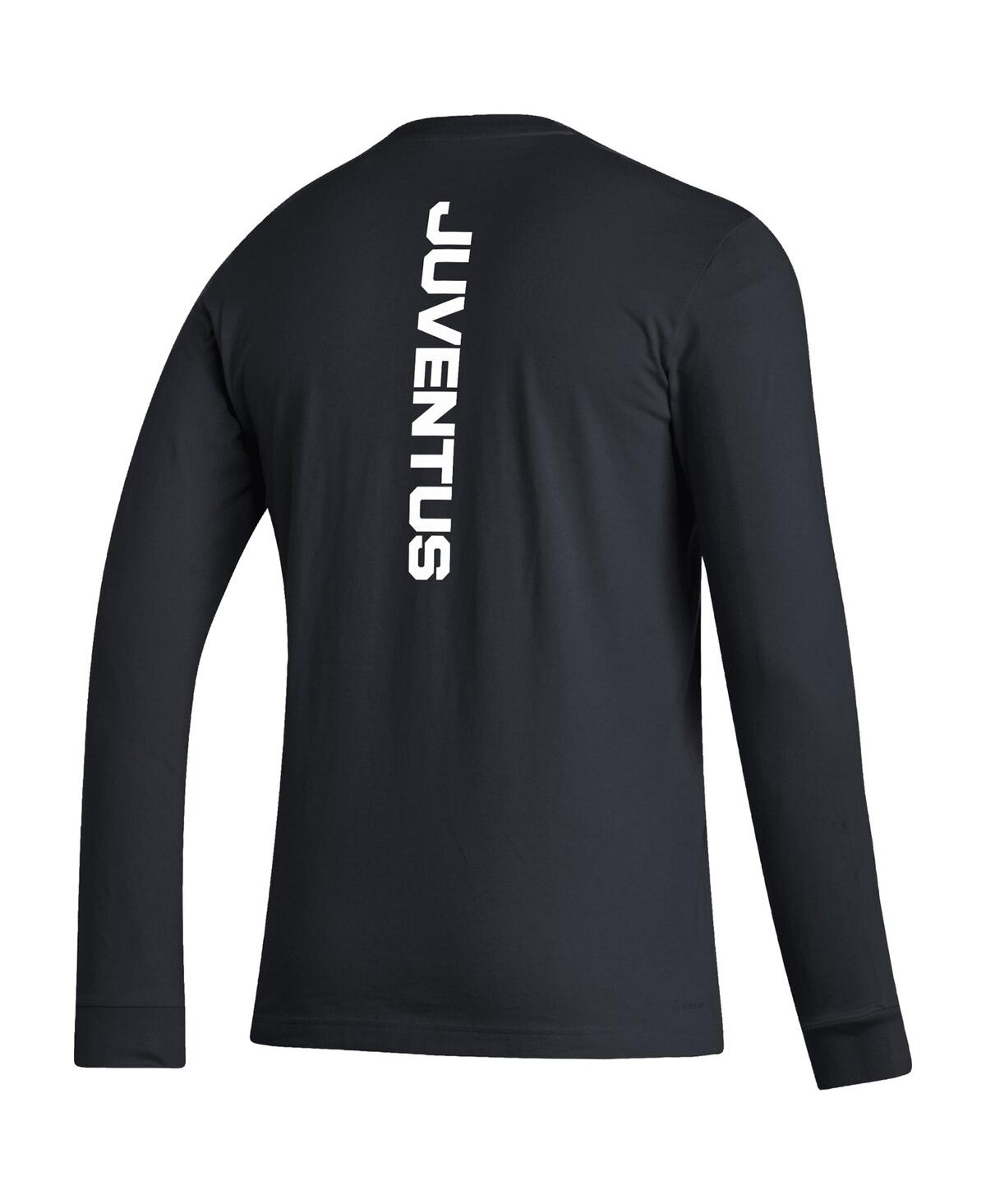 Adidas Men'sJuventus Vertical Wordmark Long Sleeve T-Shirt - Black
