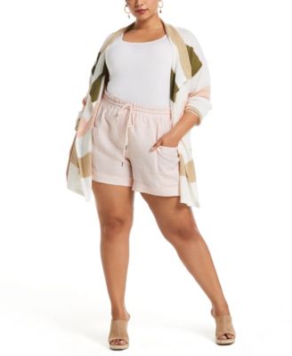 Plus Size 100% Linen Modern Fit Seamed Shorts