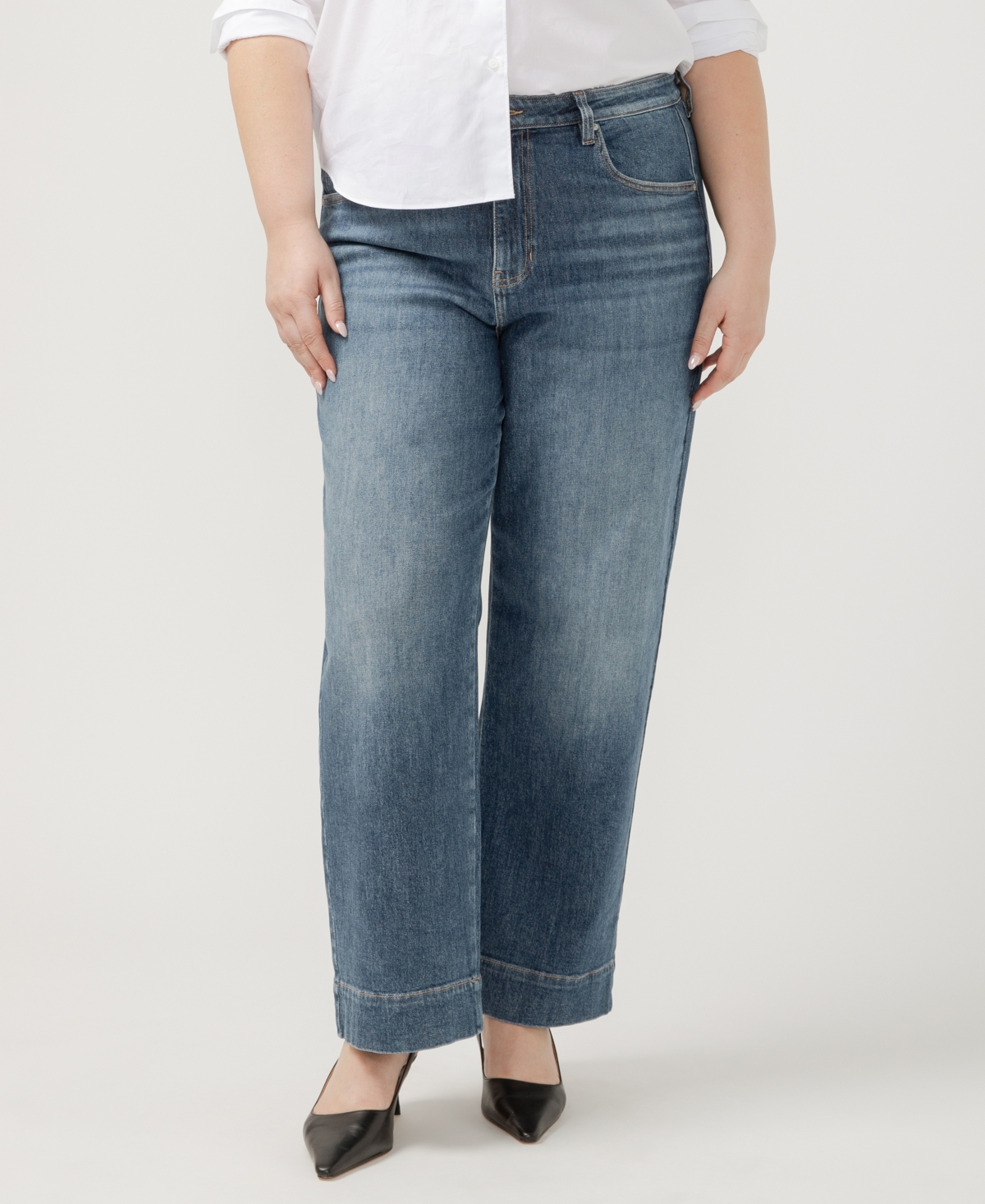 Plus Size Sophia High Rise Wide Leg Jeans - Eiffel Blue