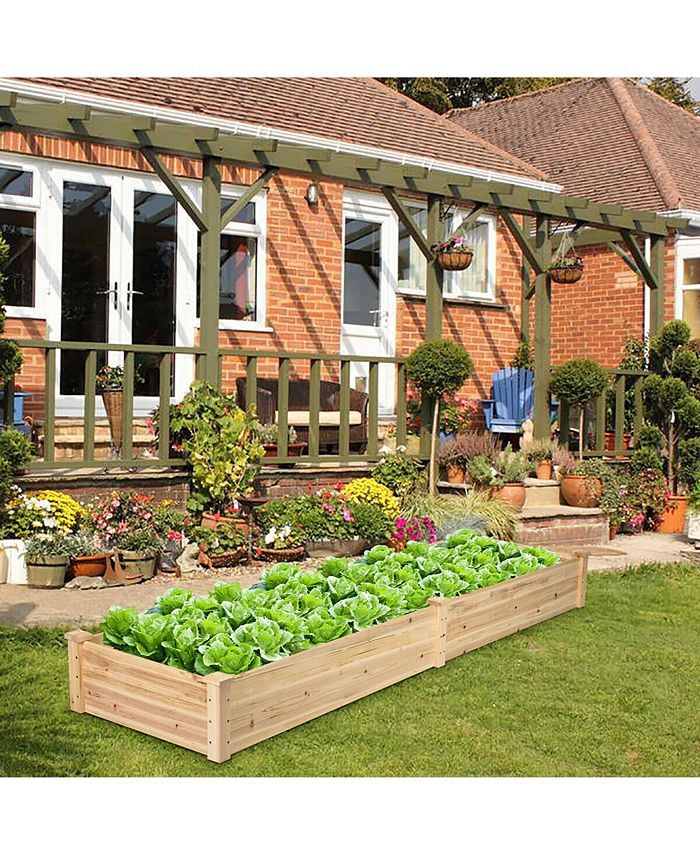 Costway Wooden Vegetable Raised Garden Bed Backyard Patio Grow Flowers Planter Macy's
