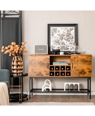 Industrial Kitchen Buffet Sideboard with Wine Rack and 2 Doors