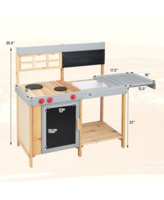 Outdoor Kid's Mud Kitchen Set with Detachable Water Box for Toddlers Over 3