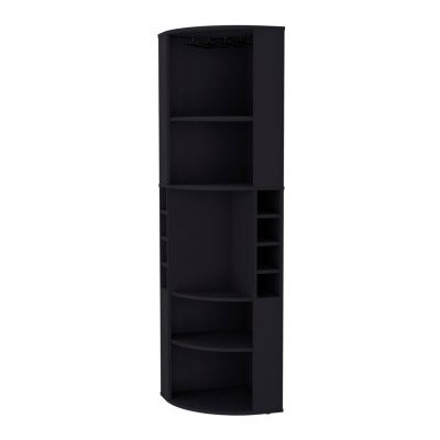Clifton Corner Bar Cabinet, with 5 shelves, Cup Hanger and Eight Built-in Wine Rack