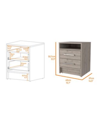 Philadelphia Nightstand, Two Drawers, Concealed Shelf