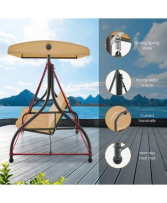 3 Seat Outdoor Porch Swing with Adjustable Canopy