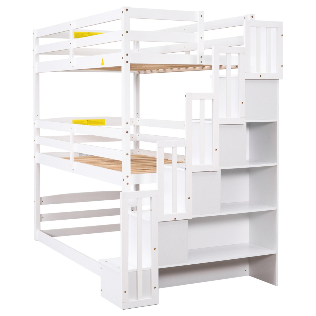 Streamdale Furniture Twin Size Triple Bunk Bed With Storage Staircase, Separate Design