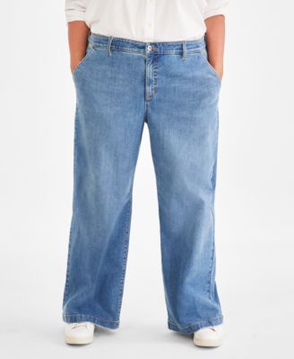 Plus Size Wide-Leg High-Rise Jeans, Exclusively Macy's