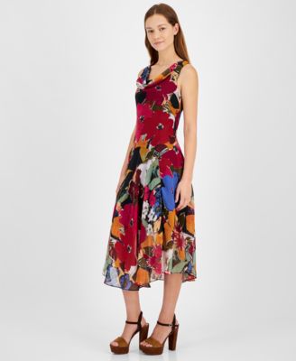 Women's Printed Chiffon Fit & Flare Dress