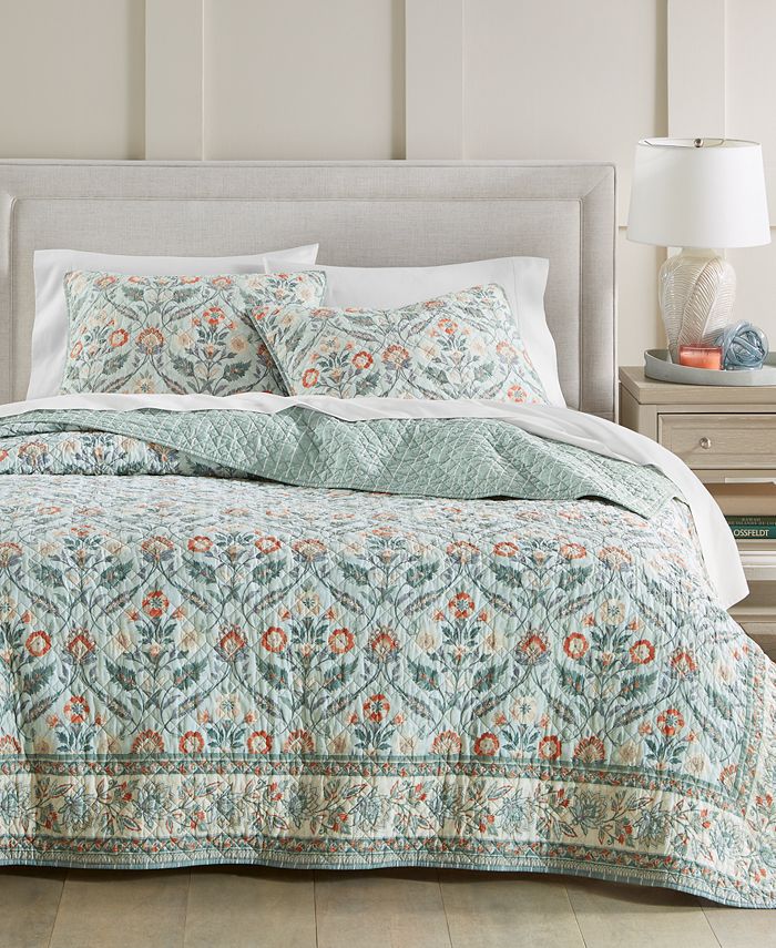 Charter Club Jacobean Border Cotton Quilt, Full/Queen, Created for Macy's Macy's