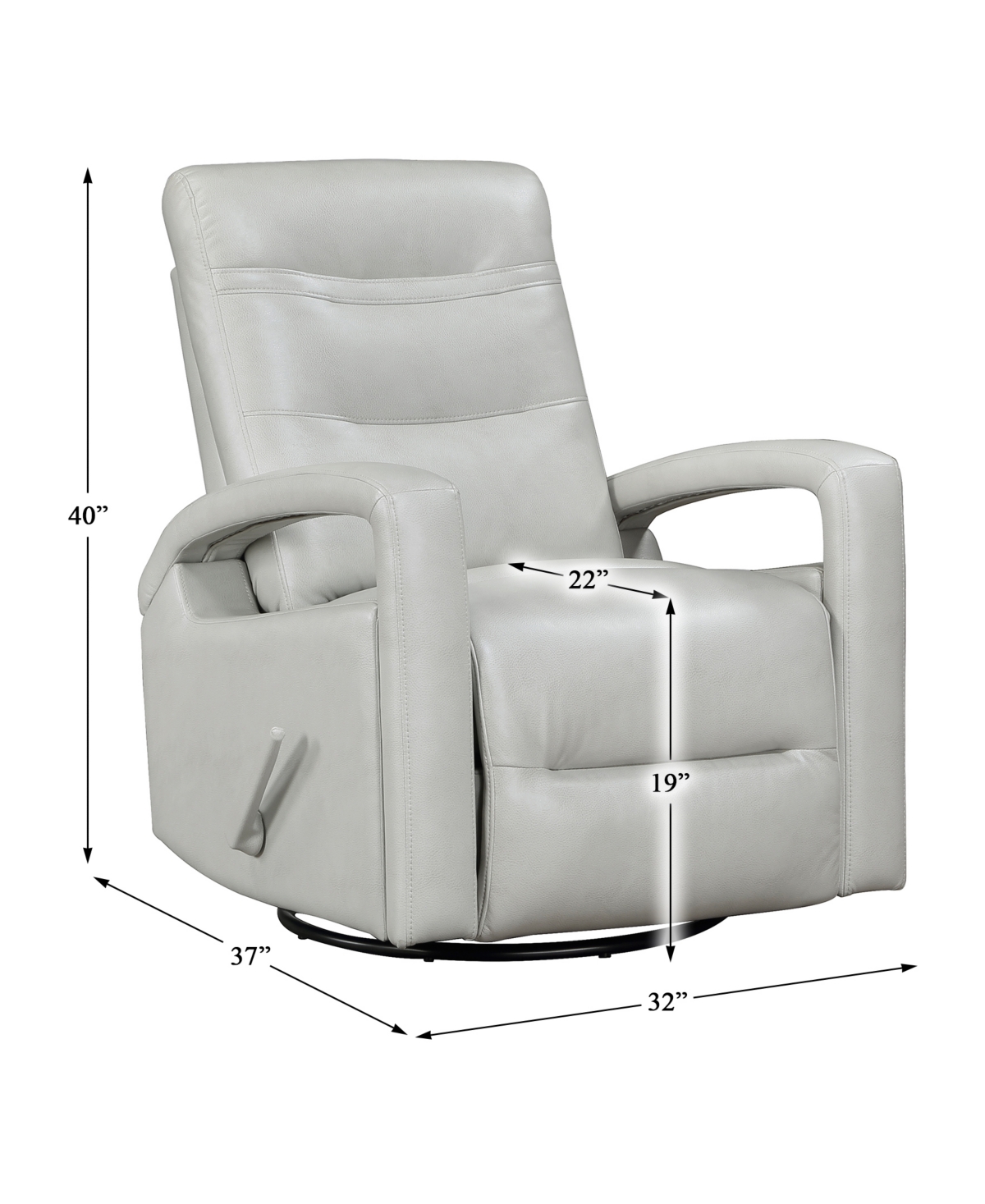 Homelegance White Label Mccoy 32" Swivel Glider Reclining Chair In Smoke
