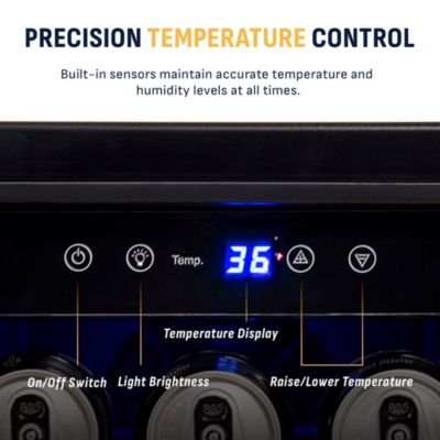 24" Built-in Dual Zone 18 Bottle and 58 Can Wine and Beverage Fridge in Stainless Steel with French Doors and Chrome Shelves