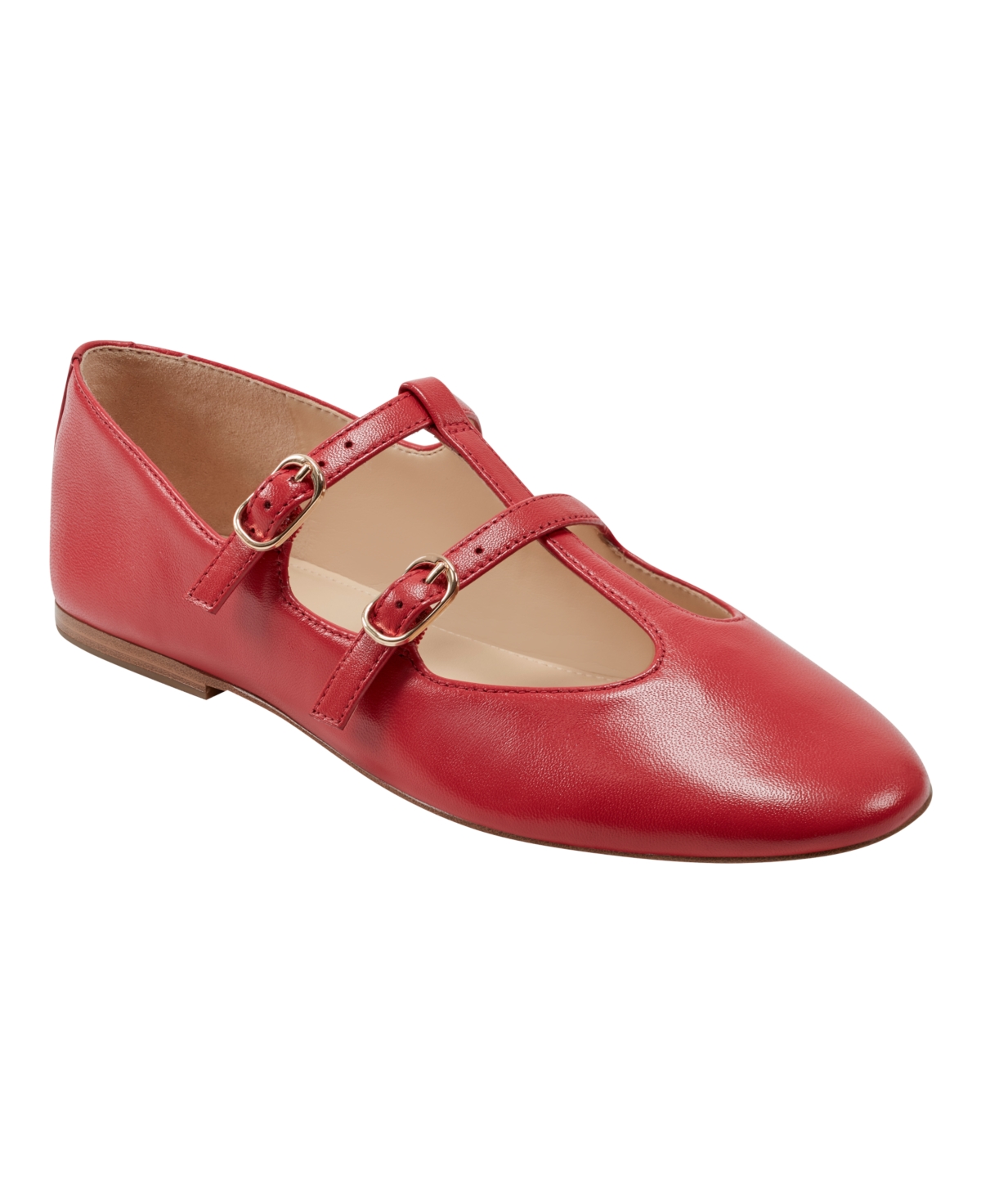 Marc Fisher Ltd Evie T-strap Flat In Red Leather