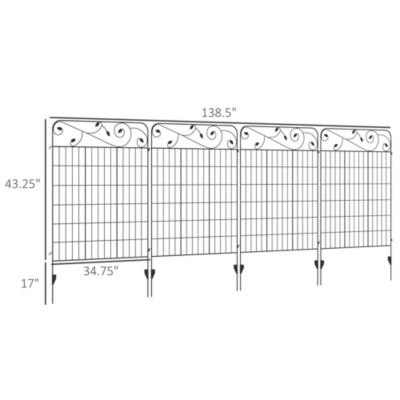 Garden Fencing for Border Edging, Decor 11.5', 4 Pack, Square Vines