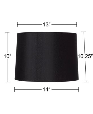 Black Medium Hardback Drum Lamp Shade 13" Top x 14" Bottom x 10.25" Slant x 10" High (Spider) Replacement with Harp and Finial