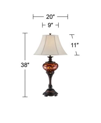 Liam Traditional Table Lamp 38" Tall Florentine Bronze Metal Urn Tortoise Shell Glass Bell Shade for Bedroom Living Room Bedside Office