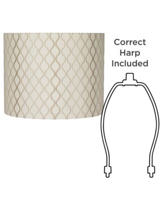 Embroidered Hourglass Medium Lamp Shade 14" Top x 14" Bottom x 11" High (Spider) Replacement with Harp and Finial