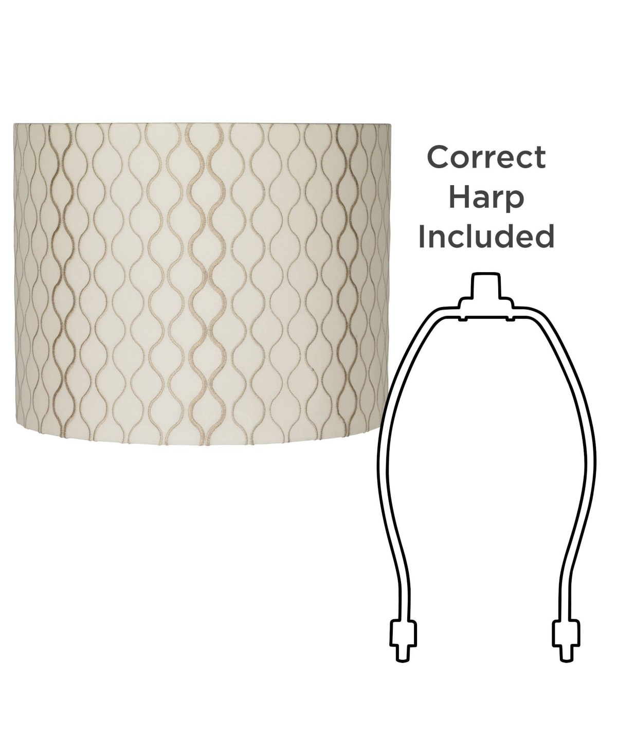 Embroidered Hourglass Medium Lamp Shade Top x Bottom x High (Spider) Replacement with Harp and Finial - Spring crest