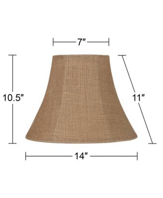 Set of 2 Bell Lamp Shades Natural Medium 7" Top x 14" Bottom x 10.5" High Spider Replacement Harp and Finial Fitting