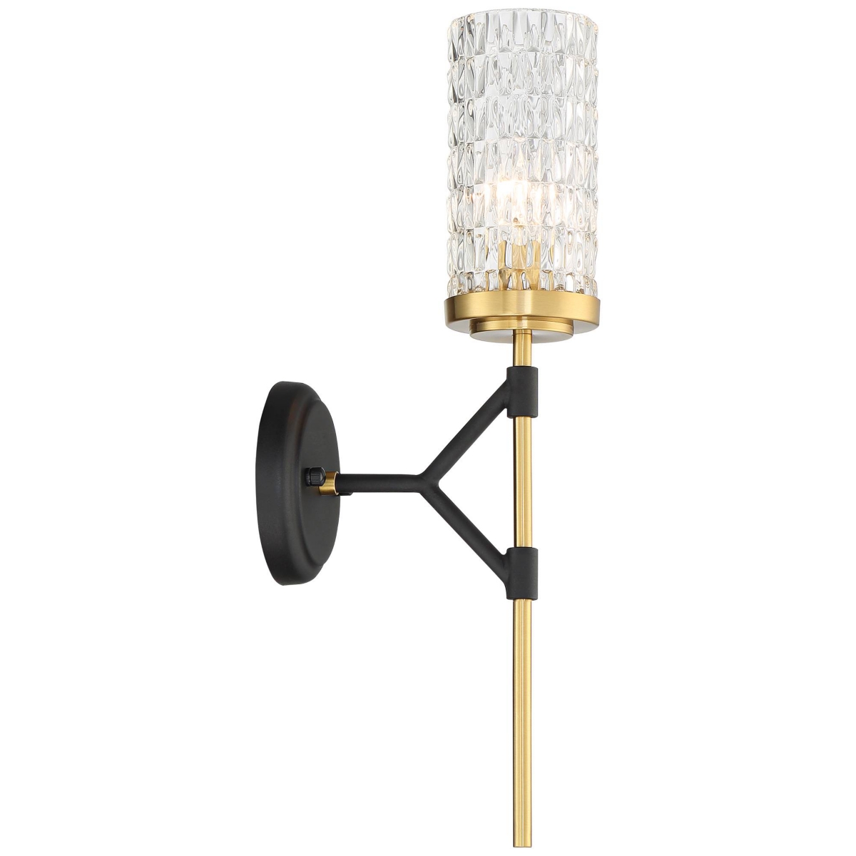 Darin Mid Century Modern Wall Light Sconce Black Brass Hardwired 4 1/2