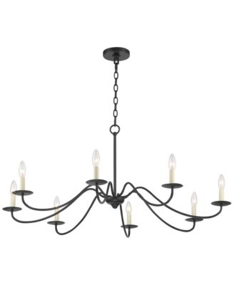 Marinec Black Hanging Chandelier Lighting 42" Wide Farmhouse Rustic Bent Arms 8-Light Fixture for Dining Room Living House Home Foyer Kitchen Island Entryway High Ceilings