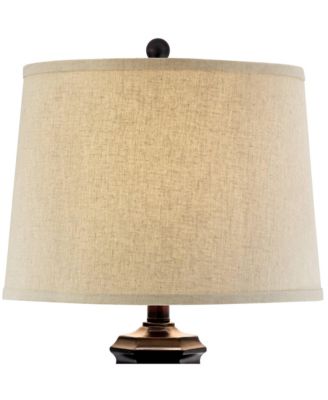 Tropical Table Lamp 29" Tall Woven Wicker Pattern Beige Linen Drum Shade for Living Room Family Bedroom Bedside Nightstand