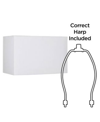 White Medium Rectangular Hardback Lamp Shade 16" Wide x 8" Deep x 10" High (Spider) Replacement with Harp and Finial
