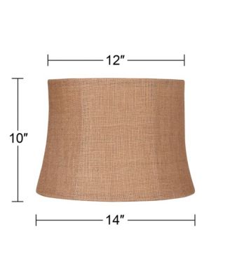 Natural Burlap Medium Drum Lamp Shade 12" Top x 14" Bottom x 10" High (Spider) Replacement with Harp and Finial