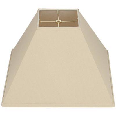 Beige Linen Medium Square Lamp Shade 6" Top x 16" Bottom x 12" Slant x 10" High (Spider) Replacement with Harp and Finial