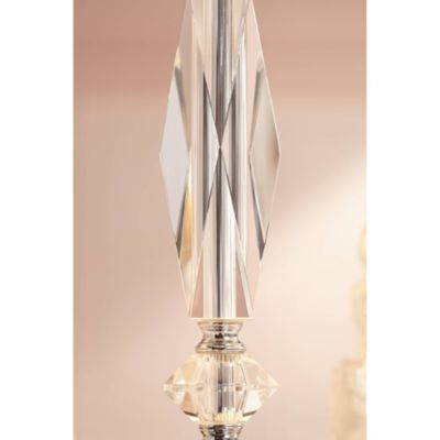 Modern Luxury Accent Table Lamp 23" High Clear Crystal Column White Tapered Drum Shade for Living Room Bedroom Bedside Office