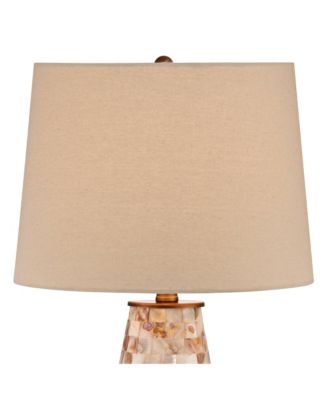 Kylie Cottage Table Lamp 26 1/2" High Mother of Pearl Tile Vase Beige Drum Shade for Bedroom Living Room Bedside Nightstand Office Kids