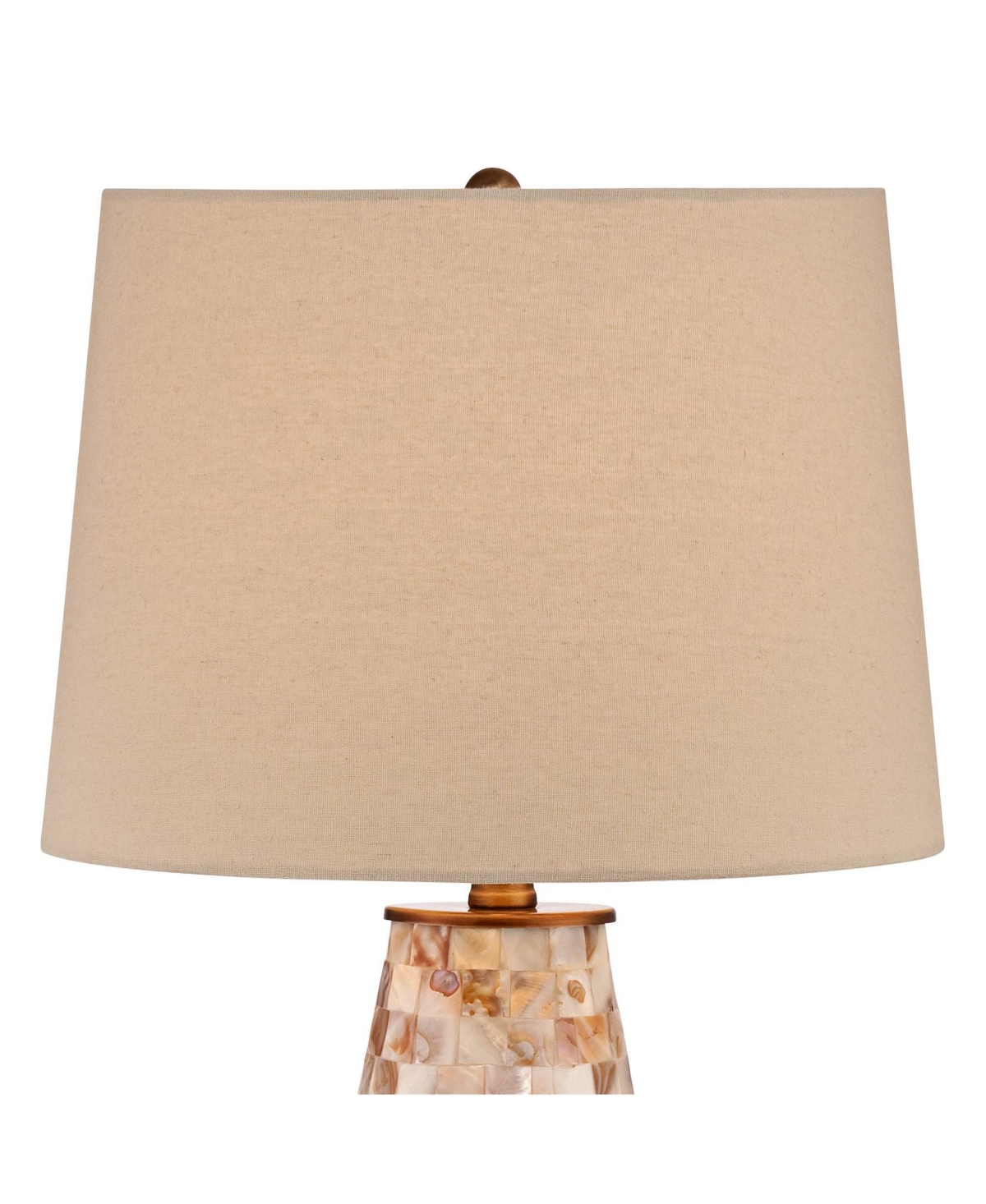 Kylie Cottage Style Table Lamp High Mother of Pearl Tile Vase Glass Brass Metal Beige Drum Shade Decor for Living Room Bedroom House Bedside Nig
