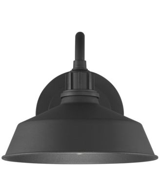 Arnett Rustic Industrial Farmhouse Outdoor Barn Light Fixtures Set of 2 Black Dusk to Dawn Gooseneck 10 1/2" for Exterior Deck