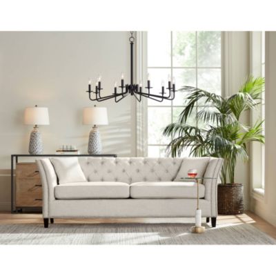 Carlton Modern Table Lamps 28 1/4" Tall Set of 2 Gray Wash Off White Fabric Drum Shade for Bedroom Living Room Bedside Nightstand Office