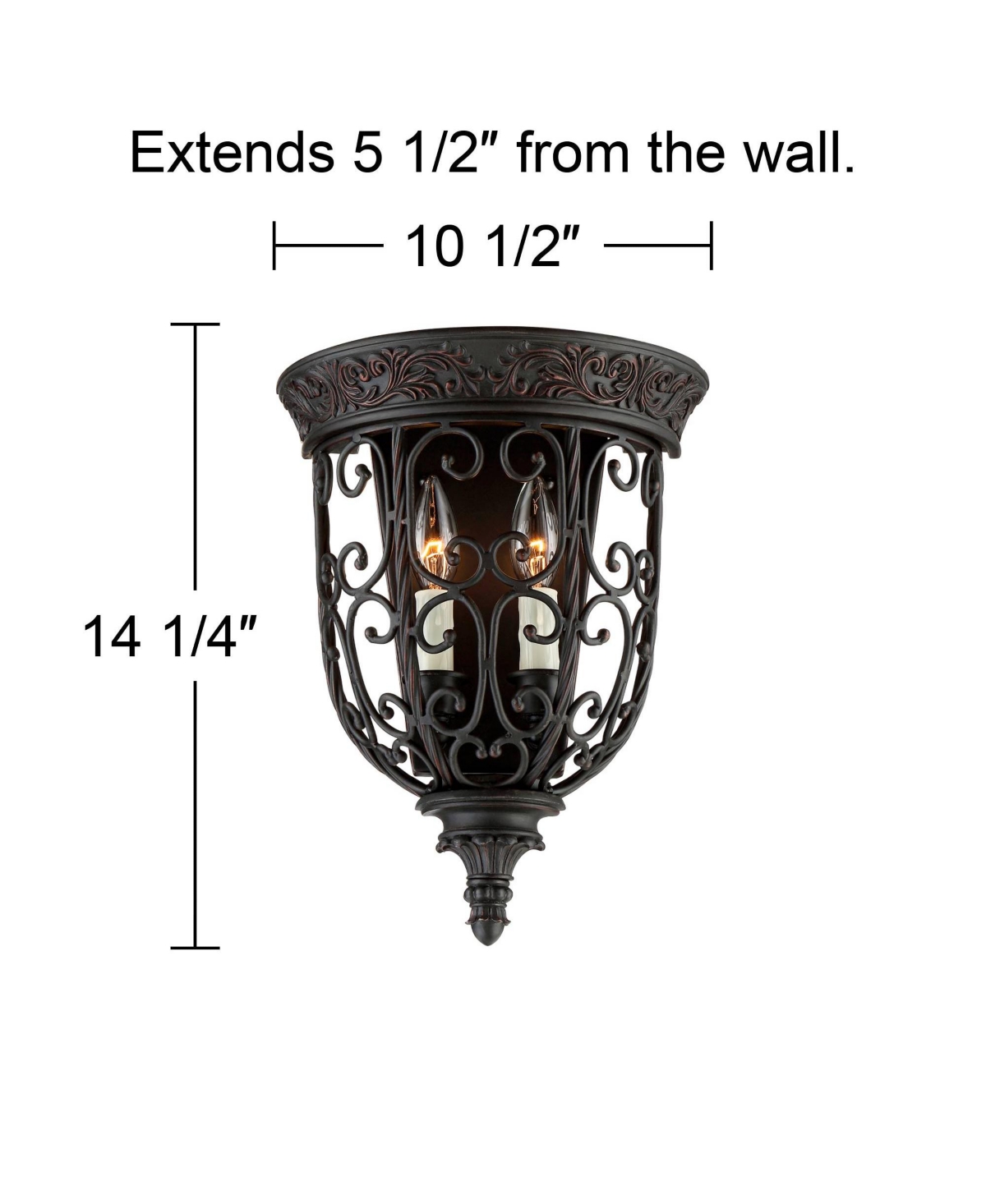French Scroll Farmhouse Rustic Wall Light Sconce Rubbed Bronze Metal Hardwired 10 1/2