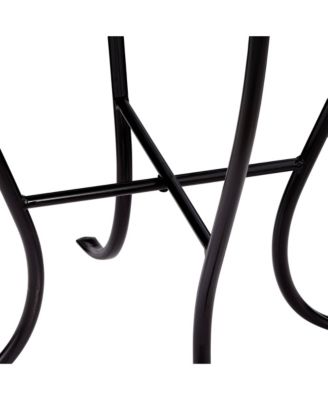 Beige Pineapple Modern Black Metal Round Outdoor Accent Side Table 14" Wide Black Glass Mosaic Tabletop Gracefully Curved Legs for Front Porch Patio Home House Balcony Deck Shed - Teal Island Designs