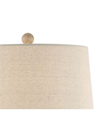 Serena Country Cottage Table Lamps 27 1/2" Tall Set of 2 Beige Gray Oatmeal Fabric Drum Shade for Bedroom Living Room Bedside Nightstand